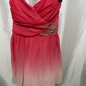 B. Darlin Bright Coral Pink Sleeveless Dress
